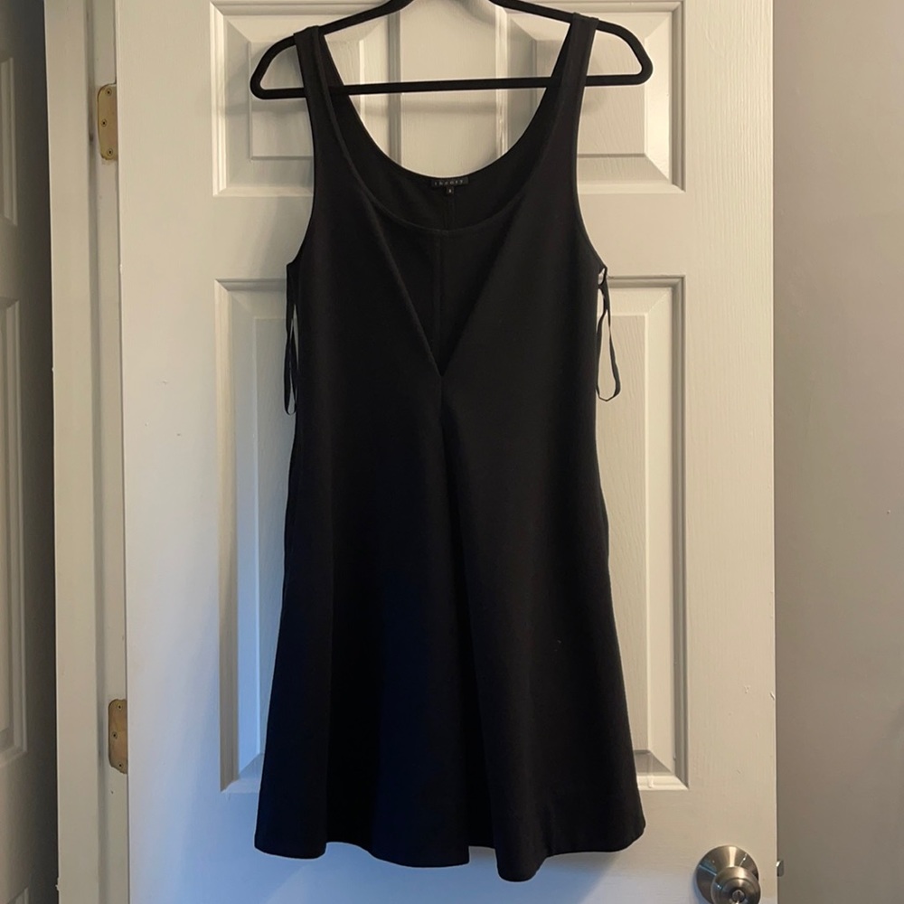 Theory A-line sleeveless black dress
